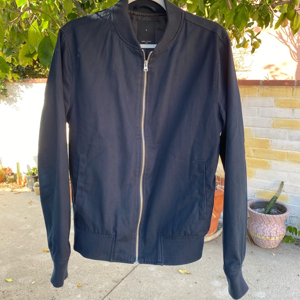 NEW LOOK - Mens Navy Blue Cotton Bomber Jacket - Size Small